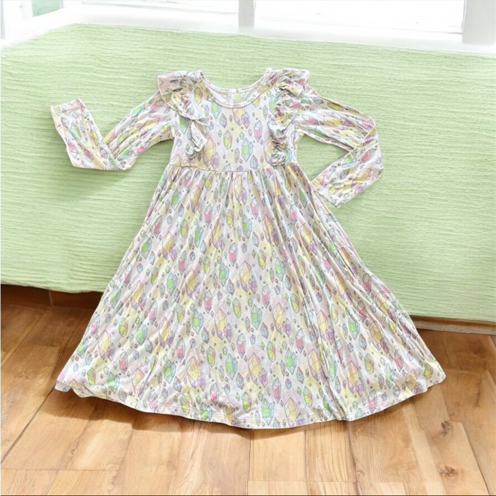 DREAM JAMMS (DREAMIERE) Girls Long Sleeve Twirl Dress Size 6T